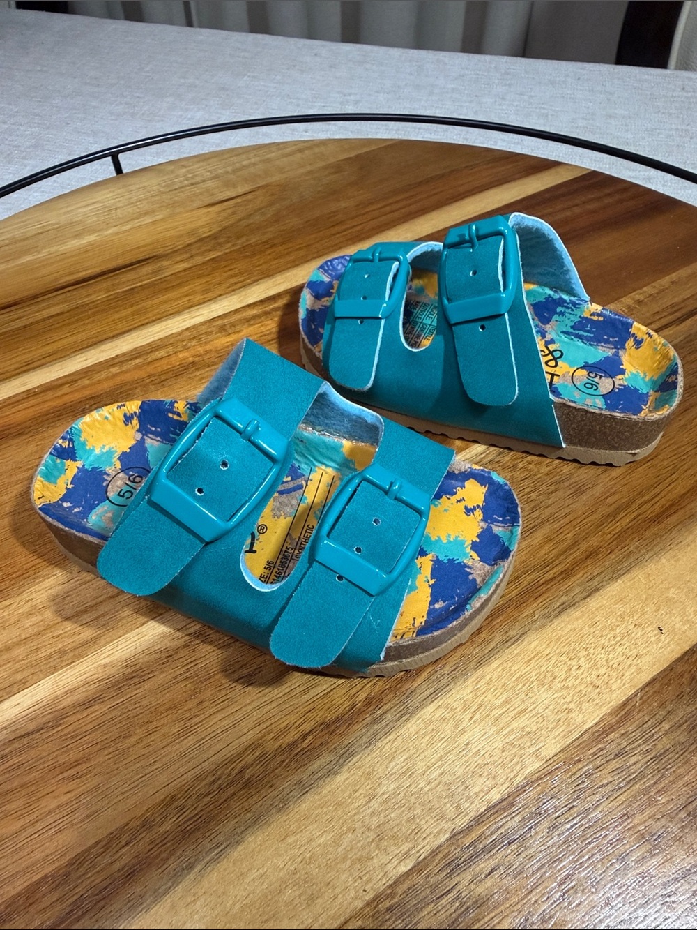 Lily & Dan Children's Lightweight Footbed Slide Sandals Toddler size 5/6 TEAL
